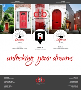 A website portal page for a realtor. Shows: Graphic Elements, Website Layout and Organization, Logo Design, Slogan Use.